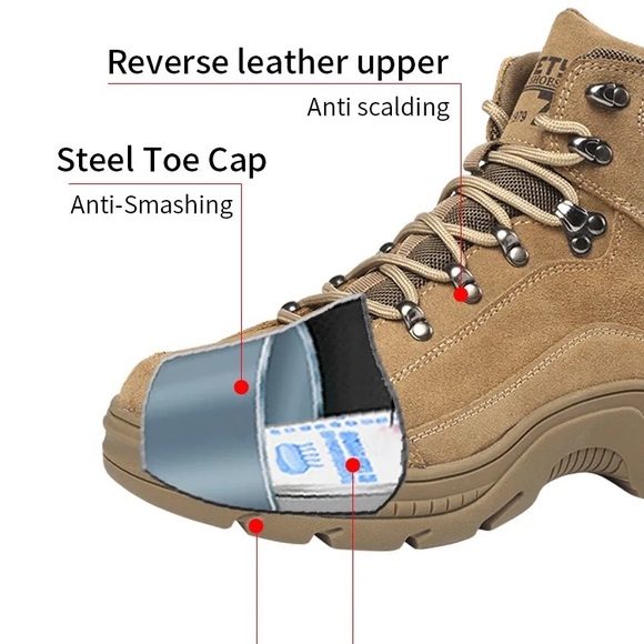 Men’s work boots with steel toe  leather boots high quality comfortable boots - Picture 5 of 13